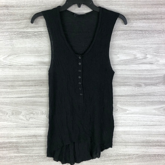 Nasty Gal Black Half Button Down Top - Picture 1 of 6